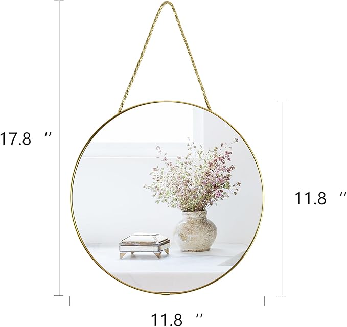 11.8-inch Small Round Wall Mirror, Gold Bathroom Mirror