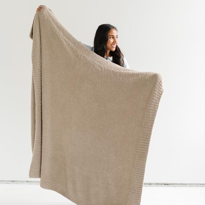 Saranoni Bamboni Luxury Throw Blanket | Oversized Super Soft Plush Home Decorative Comfy Blankets for Couch or Bed | Taupe - X-Large 60” x 80”