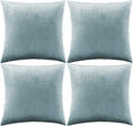 GIGIZAZA Decorative Throw Pillow Covers 18 x 18,Grey Blue Soft Pillow Covers Velvet,Set of 4 Decor Square Cushion Covers