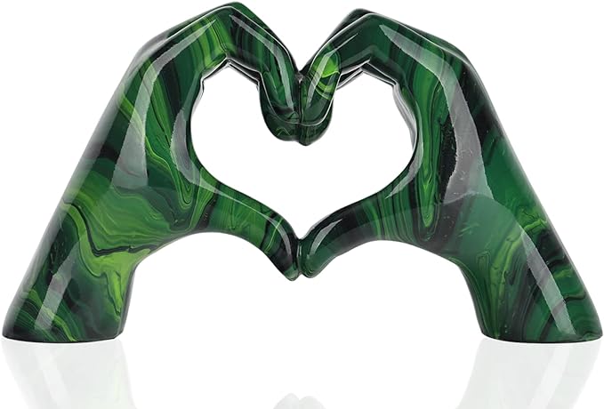 DOVDOV Resin Sculpture, Fluid Green Heart Decoration, Modern Art Statue for Home Decor for Valentine's Day, Wedding, Anniversary
