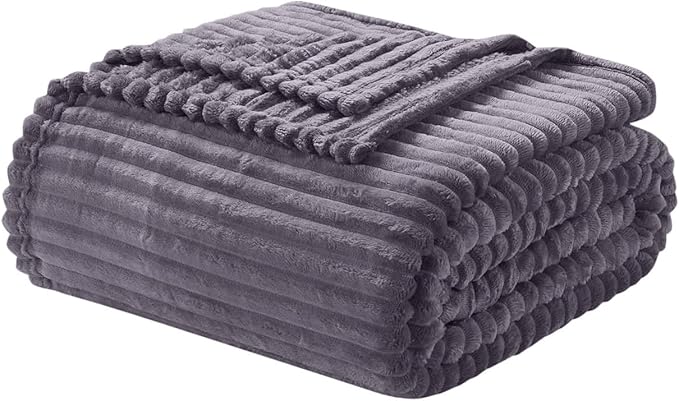 Nestl Purple Blanket Queen Size for Bed - Cozy Warm Fuzzy Blankets for Women, Plush Large Fleece Throws for Girls - Dusty Purple, 90 x 90 Inches