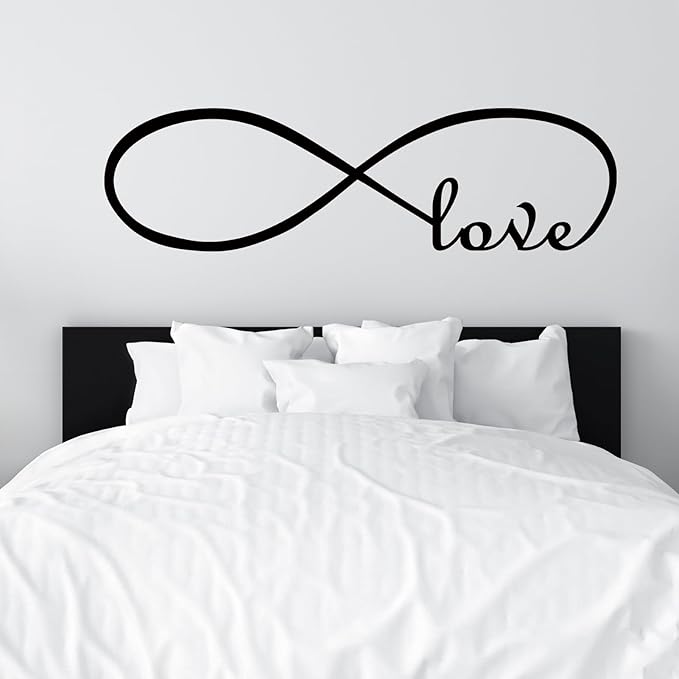 Love Quotes Wall Decals for Bedroom: Inspirational Positive Vinyl Art Wall Stickers for Home Living Room Bathroom - Love Infinity 35" X 9.8"