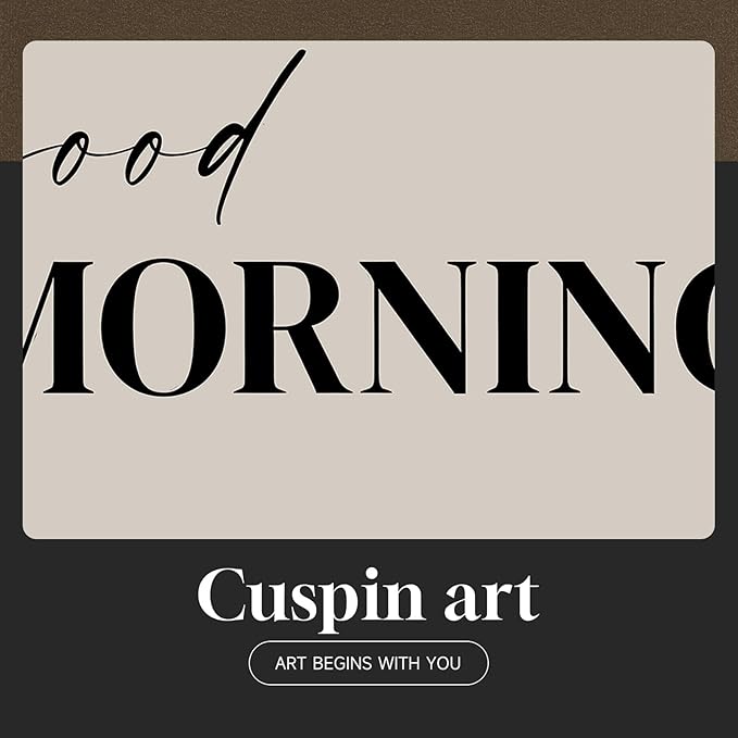 Framed Neutral 3 Piece Wall Art Master Bedroom, Minimalist Modern Painting Print Pictures Canvas Artwork for Walls, Typography Quote Good Morning Nursery Guest Room Wall Decor Above Bed, 12x16 Inch