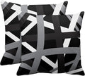 Emvency Set of 2 Throw Pillow Cover Gray Black Stripes Design Retro Decorative Pillow Case Striped Home Decor Square 24x24 Inch Cushion Pillowcase