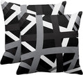 Emvency Set of 2 Throw Pillow Cover Gray Black Stripes Design Retro Decorative Pillow Case Striped Home Decor Square 18x18 Inch Cushion Pillowcase