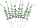 CEWOR 8pcs Eucalyptus Stems Decor 14.1 Inch Artificial Eucalyptus Leaves Fake Greenery Branches for Wedding Centerpiece Flower Floral Arrangement Farmhouse Home Decoration