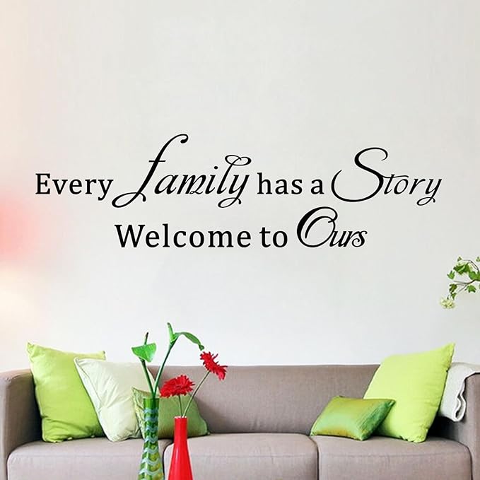 Motivational Home Wall Decals for Bedroom: Inspirational Family Quotes Vinyl Art Wall Stickers for Living Room Kitchen Apartment Bathroom - Every Family Has a Story 45" X 12.6"