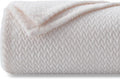 NEWCOSPLAY Super Soft Throw Blanket Ivory Premium Silky Flannel Fleece Leaves Pattern Lightweight Bed Blanket All Season Use (Ivory, Throw(40"x50"))