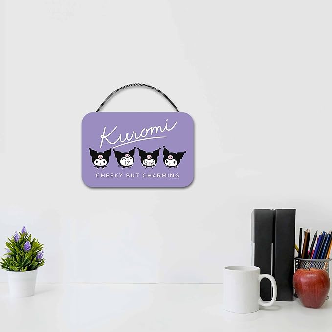 Kuromi Cheeky but Charming Hanging Wood Wall Decor - Fun Kuromi Sign for Bedroom or Play Room