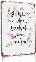 Wildflower Decor Vintage Party Decor Funny Tin Sign For Birthday Party Wildflower Baby Shower Decorations Outdoor Metal Wall Art Garage Metal Sign She Is Like A Wildflower Beautiful Fierce And Free