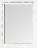 White Wood Beaded Frame Wall Mount Mirror, 12 x 16 Inches Modern Farmhouse Real Glass Horizontal/Vertical Hanging Mirror for Bathroom, Living Room, Entryway