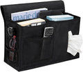 Dependable Industries inc. Essentials 7 Pocket Bedside Caddy Organizer for Bed Couch or Sofa Hanging Storage for Phone Remote Glasses Tissues Magazines Black