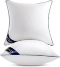 Siluvia 24x24 Pillow Inserts Set of 2 Square Throw 24 Euro Pillows with 100% Cotton Cover for Sofa, Couch, and Bed - White