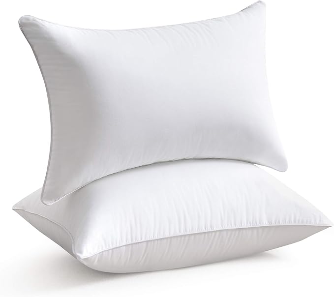 Oubonun 12 x 20 Lumbar Pillow (Set of 2) - 100% Cotton Cover - Rectangle Square Sofa Pillow Inserts - Decorative Pillow Pair - White Couch Pillow