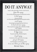 comurdyo Do It Anyway Wall Decor 16"x11" Mother Theresa Quotes Inspirational Sign Bible Verse Christian Motivational Modern Bedroom Vintage Wood Framed Farmhouse Wall Hanging Art (Black)