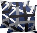 Emvency Set of 2 Throw Pillow Cover Blue Black Stripes Grey White Design Retro Decorative Pillow Case Striped Home Decor Square 20x20 Inch Cushion Pillowcase