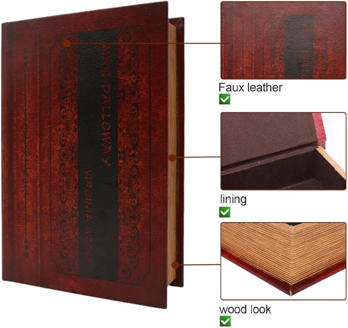 PACOLO Decorative Book Boxes, Faux Wood cover Storage for Hidden Jewelry, Money, and Cash