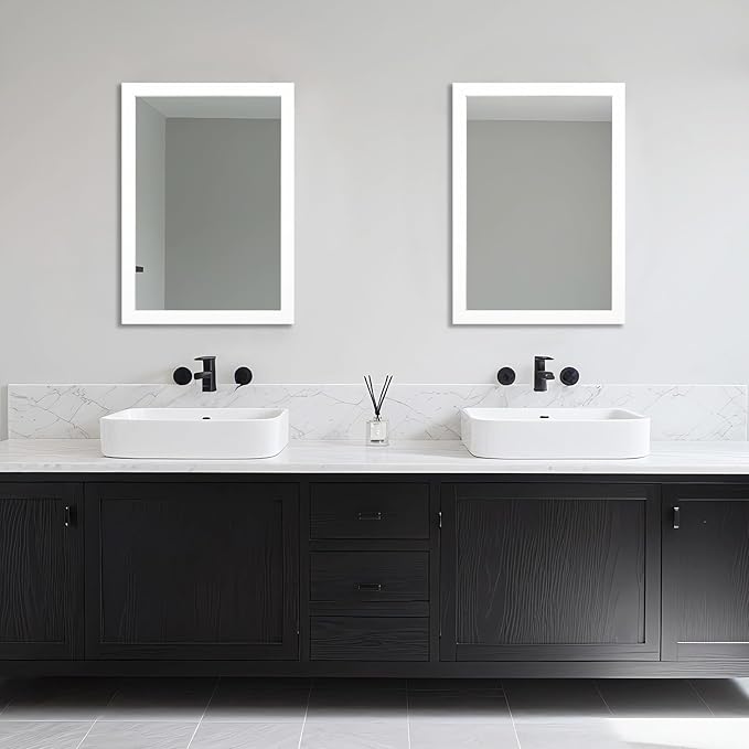 Ruomeng Rectangular Wall Mirror 20" x 28" for Bathroom, Bedroom, Entryway, Living Room, White
