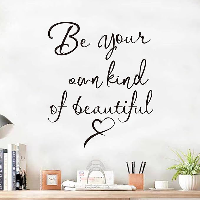Inspirational Quotes Bedroom Wall Stickers: Women Beautiful Home Positive Vinyl Art Wall Decals - Living Room Bathroom Kitchen Family Wall Decor - Be Your Own Kind of Beatiful 15" X 18"