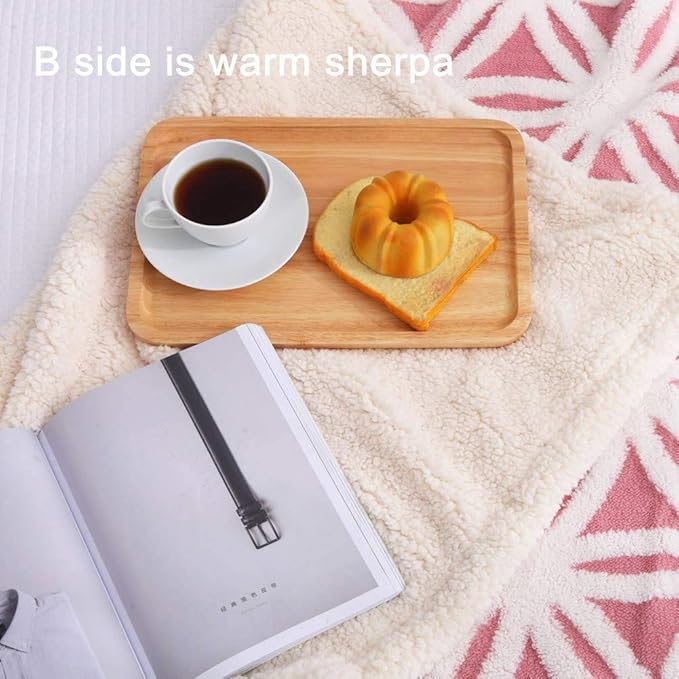 LOMAO Sherpa Fleece Blanket Easter Gifts for Mom Cozy Soft Throw Blanket for Women Men Dual Sided Couch Sofa Bed Blanket (Pink, 60''x 80'')