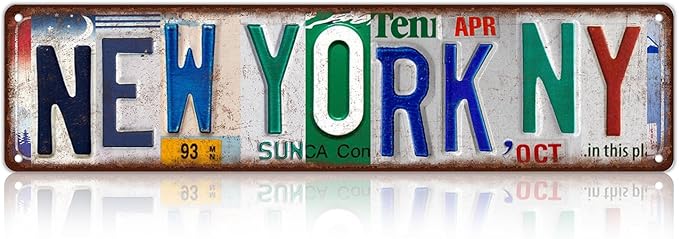 Vintage City Street Sign New York,NY Wall Decor Metal Tin Signs for Bar Home Bedroom Garage