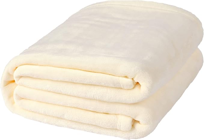 NANPIPER Fleece Blankets, Super Soft Flannel Fuzzy Blanket for Couch, Luxury Cozy Lightweight Microfiber Dog Blanket-Throw Size,Ivory White