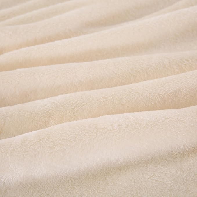 TASTHROW Creamwhite Throw Blanket 50x60 Inches, Soft Plush Cozy Fleece Flannel Throw Blanket, Lightweight Warm Throws for Bed, Couch, Bedroom and Living Room, All Seasons