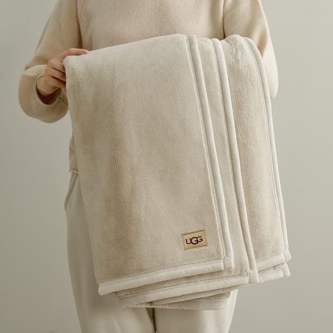 UGG Coco Twin Fleece Blanket for Bed – Luxury Oversized Throw & Cozy Room Decor, House Warming Gifts or Luxurious Birthday Gifts for Women, 68" x 92", Ivory Shoreline