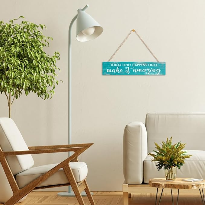 AGMDESIGN Today Only Happens Once Make It Amazing Wood Sign, Motivational Daily Reminder Decor for Bedroom Office, Farmhouse Kitchen Cafe Shop Wooden Plaque, Positive Gifts for Friends Coworkers
