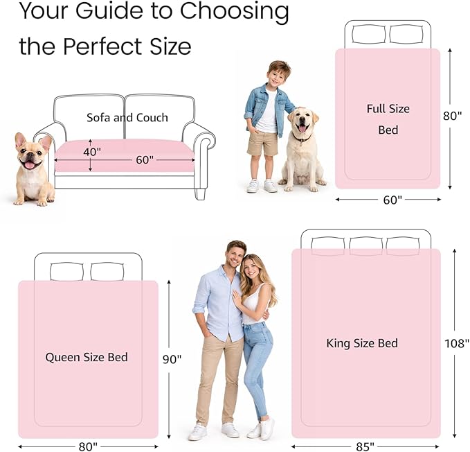 LOOBANI Waterproof Blanket for Bed Couch: Soft Coral Fleece Twin Bed Blankets Waterproof 60" x 80", Reversible Leakproof Throw Blanket, Stain-Resistant Furniture Protector, Pet-Friendly, Pink