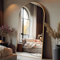 Full Length Mirror with Stand, 47"x91" Floor Mirror Freestanding, Arched Mirror, Oversize(Gold)