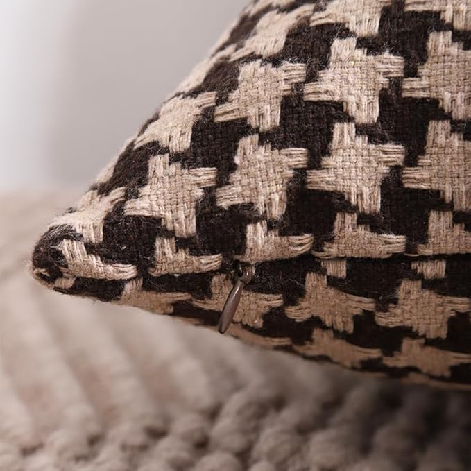 The Perfect Combination of AMAROTI Coffee Color and Gray, Exquisite Windmill Texture Pattern, 20X20 inch Farmhouse Living Room Sofa More Upscale Enjoy Jacquard Craft and Velvet Texture Fabric