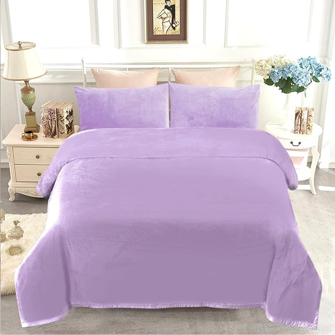 JYK Korean Faux Mink Fleece Blanket King 4.4 LB, 1 Ply Extra Soft,Lightweight Breathable Plush Fuzzy Cozy King Blanket for Couch Sofa Bed Camping 87x95 Inches, Light Purple