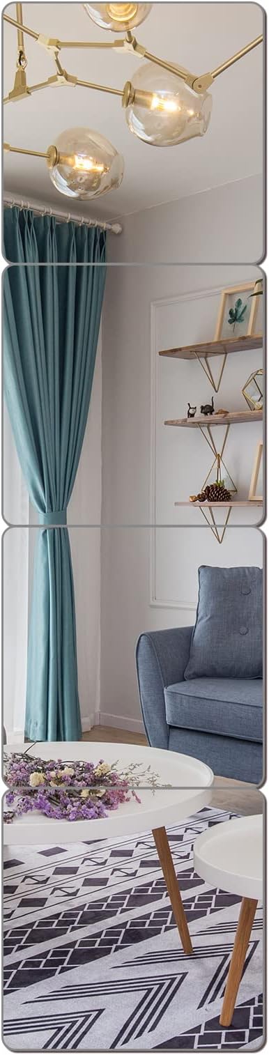 Full Length Mirror Unbreakable Gym Mirrors for Home Gym, 12"X12"X0.12", 4 Pcs, Plexiglass Locker Tiles, Body Workout Wall Mirror for Bedroom, Over The Door Wall-Mounted Sticker