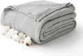 100% Cotton Muslin Blanket Twin 60" x 80", Breathable and Lightweight Cotton Twin Blankets for Couch, Soft Cooling Summer Gauze Blanket for Adults All Season, Light Grey