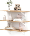 Floating Shelves for Wall, 26.3'' x 7.8'' Inch Hanging Shelf for Storage and Room Decoration, PVC Wall Shelves with Base for Bedroom, Living Room, Bathroom, Kitchen, (Set of 3, Oak)