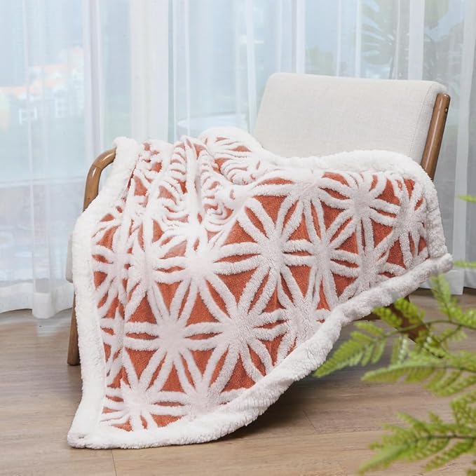 LOMAO Sherpa Fleece Blanket Easter Gifts for Mom Cozy Soft Throw Blanket for Women Men Dual Sided Couch Sofa Bed Blanket (Coral, 60''x80'')