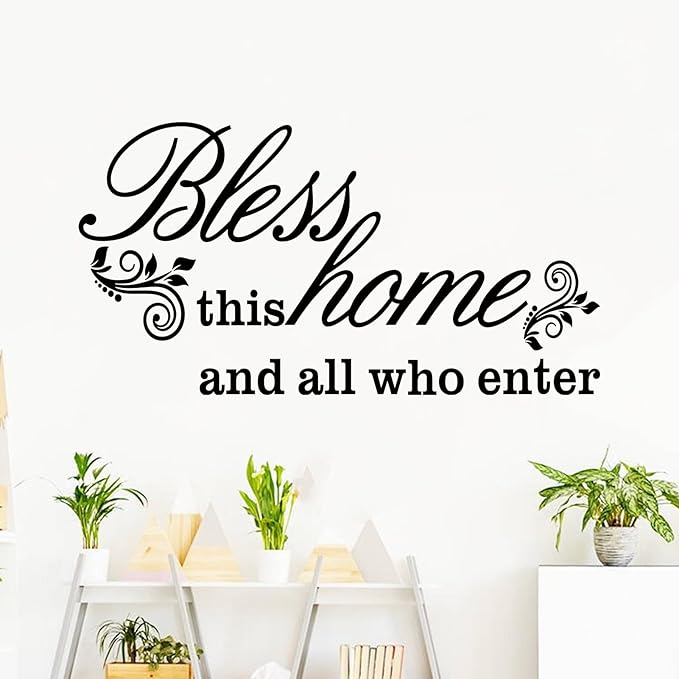 Living Room Quotes Wall Stickers: Family Bedroom Inspirational Home Vinyl Art Wall Stickers - Kitchen Door Wall Decor - Bless This Home 28.6" X 15"