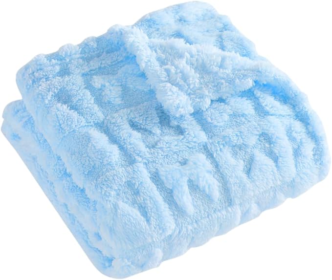 Belle Bow Baby Blanket 30x40 – Ultra Soft Fleece Bow Blanket, Cozy Crib Stroller & Pet Stroller Blanket for Baby Boy & Small Pets, (Baby Blue)
