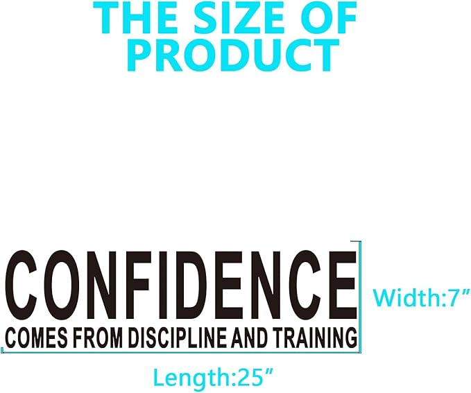 AnFigure Office Quotes Wall Stickers: Inspirational Gym Vinyl Art Wall Decals for Garage Classroom School Workspaces - Confidence Comes from Discipline and Training 25"X7"