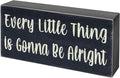 Esur Every Little Thing is Gonna Be Alright Birds Wooden Box Sign - Farmhouse Art Home Desk Shelf Tabletop Wall Black Decor