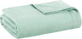 Madison Park 100% Egyptian Cotton Lightweight Summer Blanket, Breathable Waffle Knit Design, Soft Cozy All-Season Throw for Bed, Couch or Sofa, Seafoam Twin Size (66"x90")