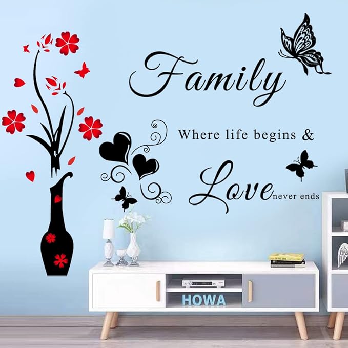 Family Letter Quotes Wall Stickers - Removable Vases & Murals for Living Room, Bedroom, Sofa Backdrop & TV Wall