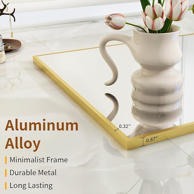 VooBang Large Full Length Mirror 78" x 35" - Shatterproof Floor Full Body Mirror with Aluminum Alloy Frame, Freestanding, Hanging, or Wall-Leaning, for Bedroom, Living Room, Dressing Room, Gold