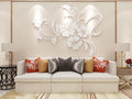 Wall Stickers 3D Flower Mirror - Family Decal Living Room Wall Decor Sticker Home Decorations Room Decor for Office Sofa Bedroom Decals (White XS:15 * 23in)