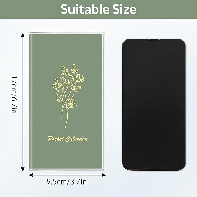 Pocket Calendar 2026-2027, Pocket Planner 2026-3.7" x 6.7" - Runs from January 2026 Until December 2027, Monthly Planner 2026-2027 with PVC Cover for Planning, Green