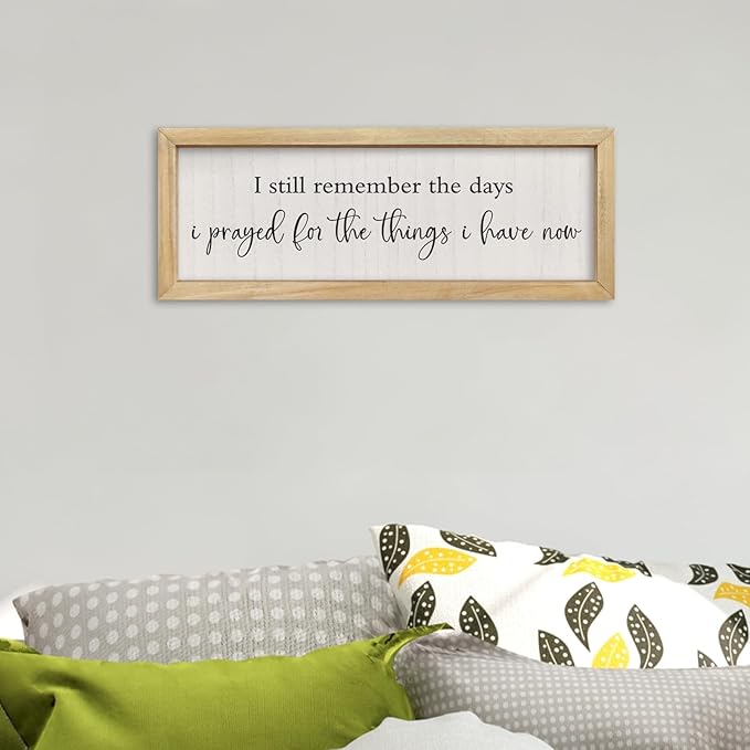 comurdyo I Still Remember the Days I Prayed Sign Wall Decor 16"×6" Master Bedroom Living Room Wooden Framed Wall Hanging Art (Wood)