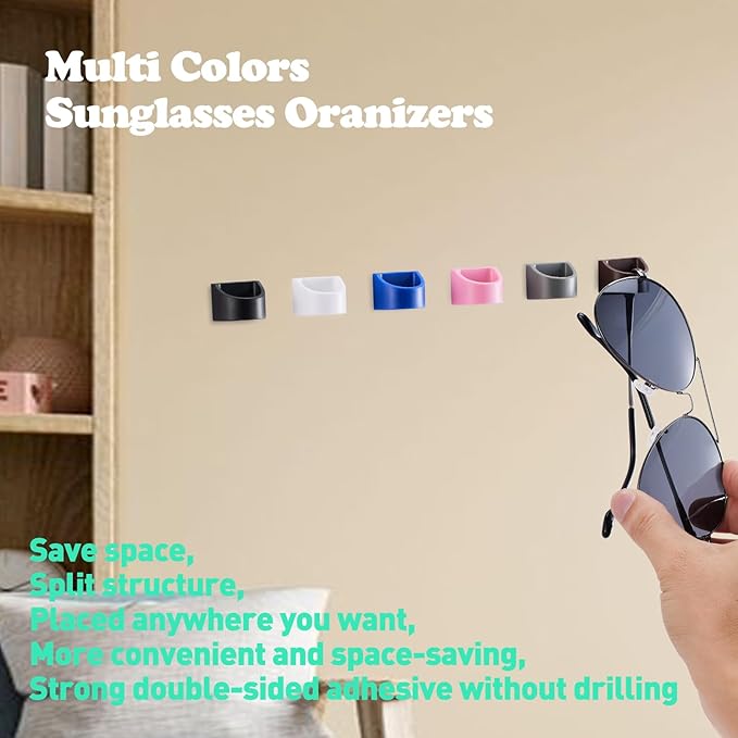 Sunglass Organizer 6 Pack, Glasses Holder & Eyeglass Holder for Eyewear, Sunglasses, Reading Glasses. Sunglass Holder for Home, Office, Car, Driver, Workshop. Glasses Accessories (Grey)