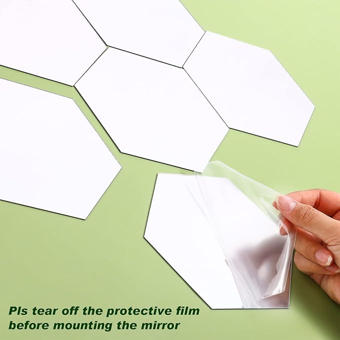 24 Pieces Hexagon Mirror Wall Sticker Removable Acrylic Mirror Setting Wall Sticker Decal Honey Comb Decal for Living Room Bedroom Home Decor(15 x 13.3 x 7.5 cm)