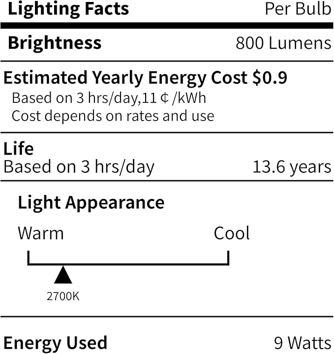 Light Bulbs 60 Watt Equivalent Solt White 2700K, E26 A19 LED Light Bulb 9W 800 Lumen, Focos LED para Casa, 120V 60HZ Lightbulbs for Indoor Outdoor, Non-Dimmable, 4-Pack